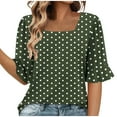 thumbnail image 1 of Youyipin Womens Tops 3/4 Sleeve Shirts Square Neck Bell Tops Business Casual Loose Tunic Work Dressy Blouses Summer Tops For Women, 1 of 6