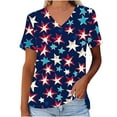 thumbnail image 1 of Youyipin Womens Tops 4Th Of July Shirts For Women American Flag Print 3/4 Sleeve Patriotic Tops Crewneck Blouses Independence Day T-Shirt Graphic Tees For Women, 1 of 4