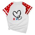 thumbnail image 1 of Youyipin Womens Tops 4Th Of July Shirts Women Usa Color Blocking Short Sleeve American Flag Crew Neck Graphic Tee Patriotism T Shirts For Women, 1 of 4