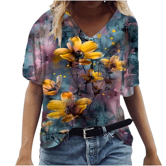 Youyipin Womens Tops Bees Sunflowers Hawaiian Shirts For Women Print Dress Shirt Casual Business Blouses Tops Beach Vacation Clothes For Women
