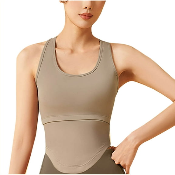Youyipin Womens Tops Butterluxe Double Lined Workout Tank Tops Scoop Neck Racerback Cropped Yoga Casual Sleeveless Shirt Basic Tees For Women