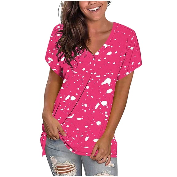 Youyipin Womens Tops Chiffon Blouses Dressy Casual Tops Summer Tunics V Neck Business Short Sleeve Shirts for Women