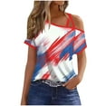 thumbnail image 1 of Youyipin Womens Tops Criss-Cross One Shoulder Tops Sexy Cold Shoulder Shirts Short Sleeve T-Shirts Vacation Loose Casual Tees Summer Tops For Women, 1 of 5