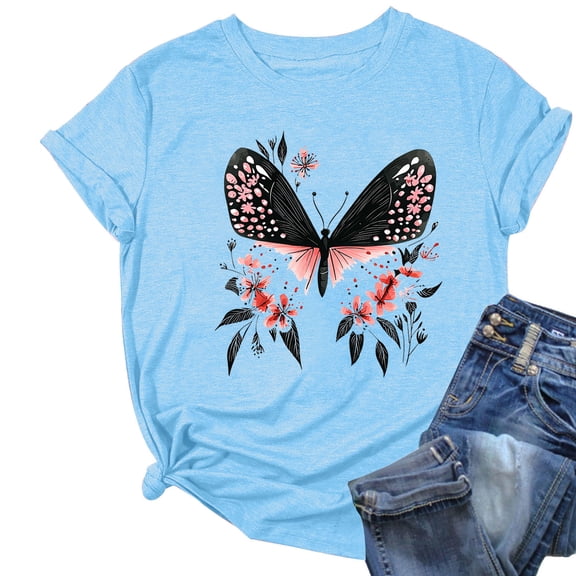 Youyipin Womens Tops Daisy Patterned Floral T-Shirts, Soft Daisy Printed Tees For Mother'S Day, Casual Short Sleeve Summer Daisy Tee Tops Beach Vacation Clothes