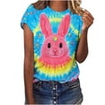 thumbnail image 1 of Youyipin Womens Tops Happy Easter Shirt Women Bunny Graphic Shirt Easter Funny Rabbit Round Neck Short Sleeve Tops Spring Tops For Women, 1 of 5