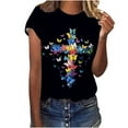 thumbnail image 1 of Youyipin Womens Tops Happy Easter Shirts For Women Easter Bunny T-Shirt Rabbit Graphic Tees Easter Egg Round Neck Short Sleeve Holiday Shirt Tops Spring Outfits For Women 2025, 1 of 5