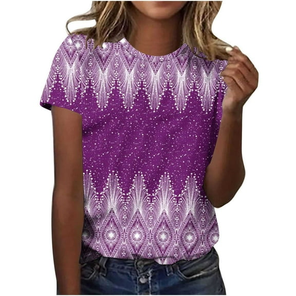 Youyipin Womens Tops Hawaiian T-Shirt Flower Print Short Sleeve Shirts For Women Novelty Crewneck Tee Graphic Tees For Women