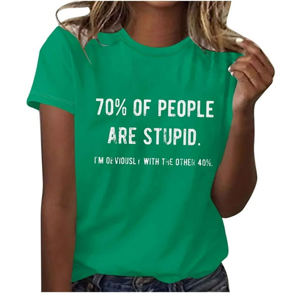 Youyipin Womens Tops Letter Print Short Sleeve Round Neck Women T Shirt Top Graphic Tees For Women Top Spring Tops For Women