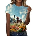 thumbnail image 1 of Youyipin Womens Tops New Short-Sleeved Round Neck Pullover Horse Casual Printed Top T-Shirt Summer Clothes Loose Fitting Tops Graphic Tees For Women, 1 of 4