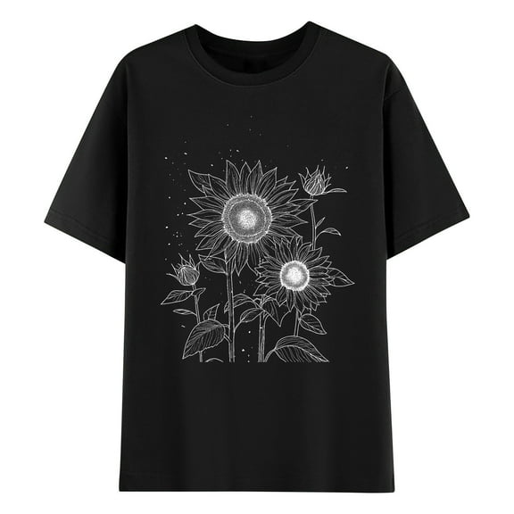 Youyipin Womens Tops Oversized Graphic Tshirt: Vintage Wildflower Shirt Boho Hiking T Shirt Nature Life Tee Summer Plant Summer Tops For Women