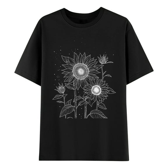 Youyipin Womens Tops Oversized Graphic Tshirt: Vintage Wildflower Shirt Boho Hiking T Shirt Nature Life Tee Summer Plant Summer Tops For Women