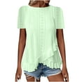 thumbnail image 1 of Youyipin Womens Tops Plus Size Lace Trim Petal Short Sleeve T Shirts Casual Crewneck Eyelet Tunics Blouses Tee Summer Tops For Women, 1 of 6