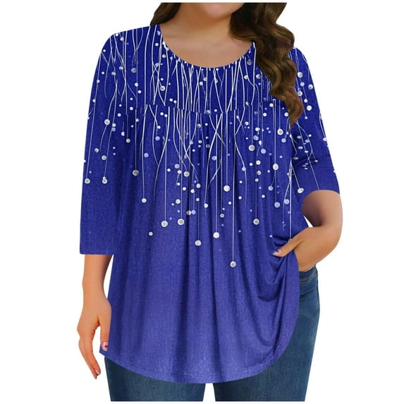 Youyipin Womens Tops Plus Size Summer Tops Flowy Pleated T Shirts Crew Neck Short Sleeve Blouses Casual Loose Tunics Tee