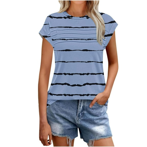 Youyipin Womens Tops Spring Fashion Casual T-Shirt V-Neck Short Sleeve Stylish Print Loose Tee T-Shirt Summer Tops For Women
