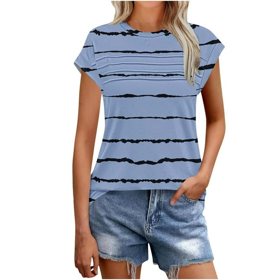 Youyipin Womens Tops Spring Fashion Casual T-Shirt V-Neck Short Sleeve Stylish Print Loose Tee T-Shirt Summer Tops For Women