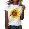 thumbnail image 1 of Youyipin Womens Tops Spring Fashion Floral Print Round Neck Short Sleeve Beach Vacation Clothes Graphic Tees For Women, 1 of 5