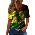 thumbnail image 1 of Youyipin Womens Tops Spring Fashion Ladies' Independence Day Print T Shirt Blouses Casual Work Tops Button Up Three Quarter Sleeve 3/4 Sleeve V-Neck Top Shirt Graphic Tees For Women, 1 of 5