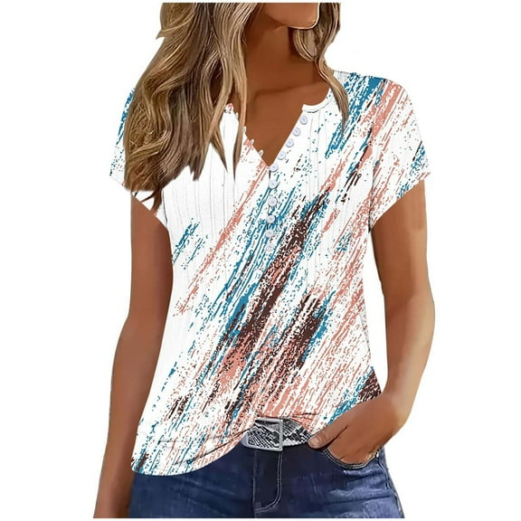 Youyipin Womens Tops Spring Fashion Tshirts Short Sleeve Pleated Button Down V Neck Casual Dressy Business Work Blouses Shirts Summer Tops For Women