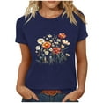 thumbnail image 1 of Youyipin Womens Tops Spring Fashion Vintage Floral Crewneck T Shirt Summer Oversized Boho Wildflower Graphic Loose Tees Short Sleeve Casual Tops T Shirts For Women, 1 of 3