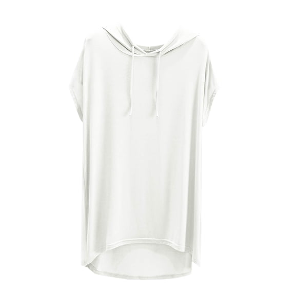 Youyipin Womens Tops Spring Fashion Women's Summer Casual Solid Color Loose Short Sleeve Hooded Blouse Basic Tees For Women