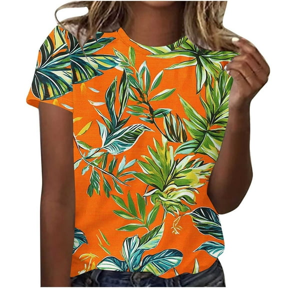 Youyipin Womens Tops Spring Fashion Women's T Shirts Summer Graphic Print Tees Short Sleeve Crew Neck Casual Tee Tops Spring Tops For Women