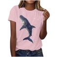 thumbnail image 1 of Youyipin Womens Tops Stormy Sea Print Womens Short Sleeve Fashion Tops Summer V-Neck T shirts Comfort Tee T-Shirt Beach Vacation Clothes For Women, 1 of 4
