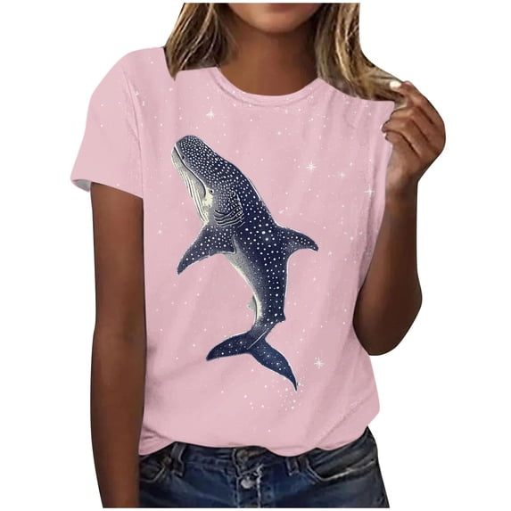 Youyipin Womens Tops Stormy Sea Print Womens Short Sleeve Fashion Tops Summer V-Neck T shirts Comfort Tee T-Shirt Beach Vacation Clothes For Women