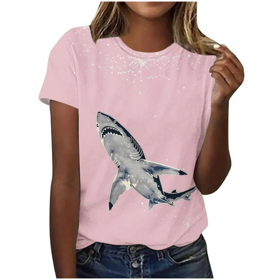 Youyipin Womens Tops Stormy Sea Print Womens Short Sleeve Fashion Tops Summer V-Neck T shirts Comfort Tee T-Shirt Beach Vacation Clothes For Women