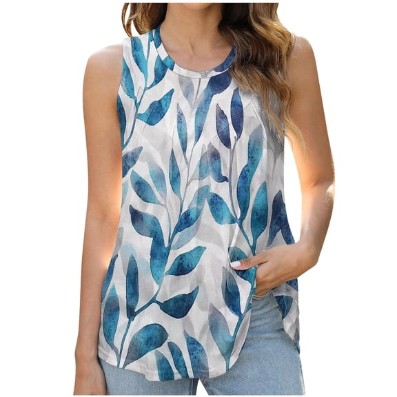 Youyipin Womens Tops Tank Tops Built In Bra Tank Pleated Loose Fit Tank Top Casual Flowy Beach Vacation Clothes For Women