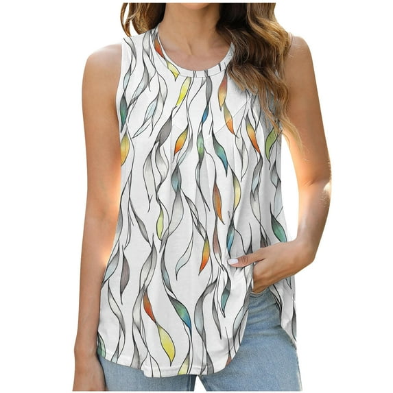 Youyipin Womens Tops Tank Tops Built In Bra Tank Pleated Loose Fit Tank Top Casual Flowy Beach Vacation Clothes For Women