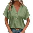 thumbnail image 1 of Youyipin Womens Tops V Neck Shirts Country Casual Short Sleeve Summer Button Down Blouse Loose Fit Business Casual Tops For Women, 1 of 7