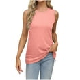 thumbnail image 1 of Youyipin Womens Tops Women Round Neck Curved Hem Tank Tops Summer Casual Sleeveless Loose Fit Tunic Tops 2025 Basic Tees For Women, 1 of 5