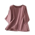 thumbnail image 1 of Youyipin Womens Tops Women'S Cotton Linen Casual Loose Half Sleeve Shirt Blouses Tees Plus Size Tops For Women, 1 of 5