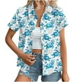 thumbnail image 1 of Youyipin Womens Tops Women's Hawaiian Button Down Shirts Casual Short Sleeve Floral Tropical Print Summer Blouse Tunic Top Beach Vacation Clothes For Women, 1 of 7