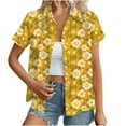 thumbnail image 1 of Youyipin Womens Tops Women's Hawaiian Button Down Shirts Casual Short Sleeve Floral Tropical Print Summer Blouse Tunic Top Beach Vacation Clothes For Women, 1 of 7