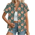 thumbnail image 1 of Youyipin Womens Tops Women's Hawaiian Button Down Shirts Casual Short Sleeve Floral Tropical Print Summer Blouse Tunic Top Beach Vacation Clothes For Women, 1 of 7