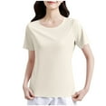 thumbnail image 1 of Youyipin Womens Tops Women's Lightweight And Soft Bamboo Viscose T-Shirt Curved Hem Crew Neck Smooth Trendy Sleep Lounge Summer Tops For Women, 1 of 6
