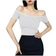 thumbnail image 1 of Youyipin Womens Tops Women's Off Shoulder Tops, One Shoulder Shirts, Short Sleeves Sexy Slim Fit Tees Spring Tops For Women, 1 of 5