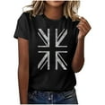 thumbnail image 1 of Youyipin Womens Tops Women's Summer Top Short Sleeve Round Neck Uk Flag Union Jack England Shirt Casual Basic Tee Graphic Tees For Women, 1 of 4