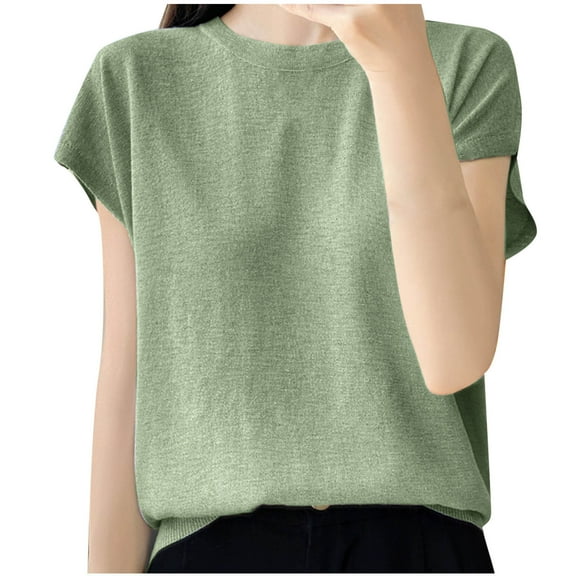 Youyipin Womens Tops Womens Cap Sleeve Summer Tops Business Casual T Shirts Dressy Spring Fashion Outfits Cute Trendy Clothes 2025 Basic Tees For Women