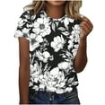 thumbnail image 1 of Youyipin Womens Tops Womens Dressy Tops Women's Fashion Casual Short Sleeve Flower Print Round Neck Pullover Top Blouse Short Sleeve Shirts For Women, 1 of 6