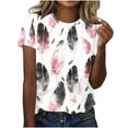 thumbnail image 1 of Youyipin Womens Tops Womens Dressy Tops Women's Fashion Casual Short Sleeve Flower Print Round Neck Pullover Top Blouse Short Sleeve Shirts For Women, 1 of 6