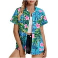 thumbnail image 1 of Youyipin Womens Tops Womens Hawaiian Shirt Soft Cool Summer Hawaii Shirts Floral Tropic Print V Neck T-Shirt Short Sleeve Button Up Tops Beach Vacation Clothes For Women, 1 of 5