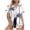thumbnail image 1 of Youyipin Womens Tops Womens Hawaiian Shirt Soft Cool Summer Hawaii Shirts Floral Tropic Print V Neck T-Shirt Short Sleeve Button Up Tops Beach Vacation Clothes For Women, 1 of 5
