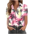 thumbnail image 1 of Youyipin Womens Tops Womens Hawaiian Shirt Soft Cool Summer Hawaii Shirts Floral Tropic Print V Neck T-Shirt Short Sleeve Button Up Tops Beach Vacation Clothes For Women, 1 of 6