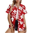 thumbnail image 1 of Youyipin Womens Tops Womens Hawaiian Shirt Soft Cool Summer Hawaii Shirts Floral Tropic Print V Neck T-Shirt Short Sleeve Button Up Tops Beach Vacation Clothes For Women, 1 of 5