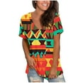 thumbnail image 1 of Youyipin Womens Tops Womens Print Shirt African Dashiki Short Sleeve V Neck Loose Tunic Tops Spring Tops For Women, 1 of 5