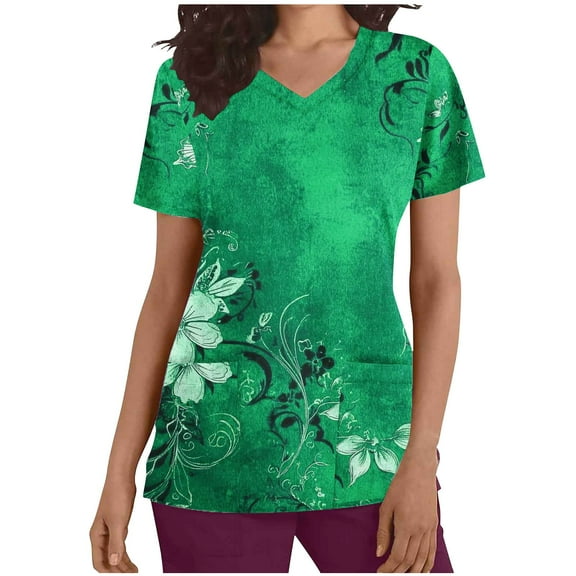 Youyipin Womens Tops Womens Summer Tops Short Sleeve Casual Shirts Floral Tee Trendy 2025 Basics V Neck Plain T Shirt Spring Tops For Women