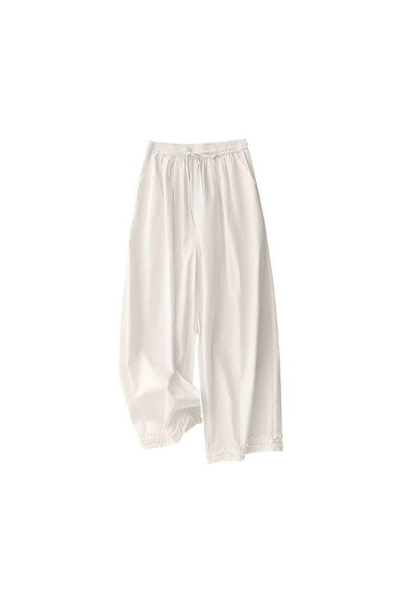 women's pants Cotton Half Slip wide leg Pettipants Under Dress Lace Trim Victorian Pants with Lining pants for women