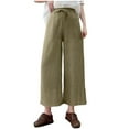 thumbnail image 1 of Youyipin women's pants Linen Cropped Wide Leg Pants Elastic Waist Casual Trousers with Pockets pants for women, 1 of 6